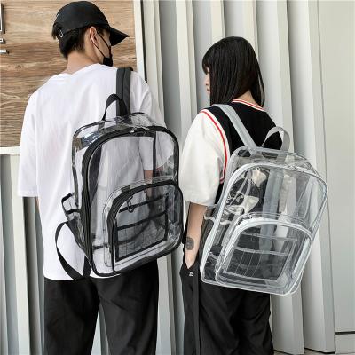 China 2021 Large Capacity Waterproof PVC Backpack Waterproof Transparent Schoolbag for sale