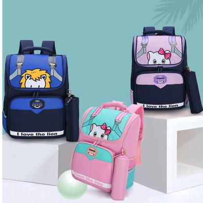 China Waterproof Cartoon Large Capacity Animal Double Zipper Flap Multi-pocket Set Nylon Backpack Bag School 41*10*29cm for sale