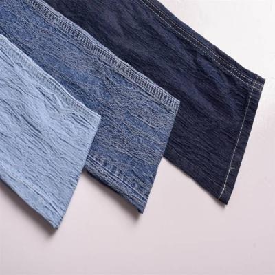 China Indigo 21*21 fashion denim cotton stripe breathable modern fancy 100% denim fabric for jeans for sale