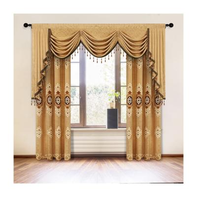 China Blackout Jacquard Curtain Fabric Luxury Embroidery Curtains For Living Room With Valance Valance Ready Made Drapes for sale