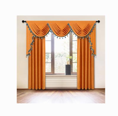 China 2021 Blackout Curtain High Quality Orange Fabric Drapes Valance Luxury Elegant Bedroom Window Cloth Curtain for sale