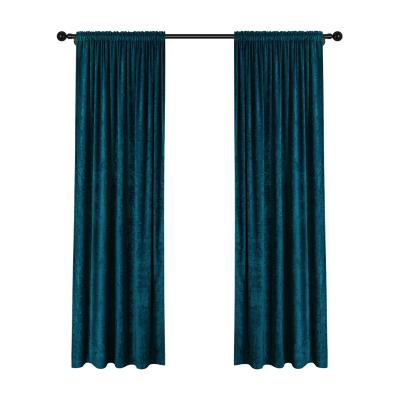 China Indoor Blackout Peacock Blue Chenille Curtain Fabric Window For Churches Cortines Para sala for sale