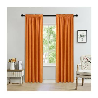 China Modern Black Orange Room Window Bed Blackout Sale Shower Door Velvet Fabric Curtains Perdele for sale