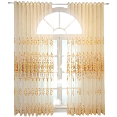 China Lovely Kids Interior Decoration Classical Yellow Golden Room Voile Sheer Cortinas Panel Curtain Window And Door for sale