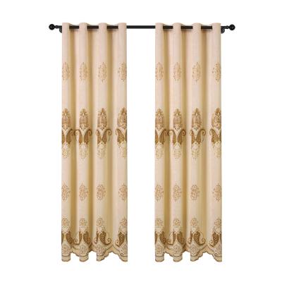 China Beige Home Decor Gold Chenille Embroidery Jacquard Kitchen Window Curtain And Upholstery Fabric With Flower for sale