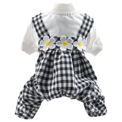 China New Style Viable Casual Egg Flower Suspenders Black And White Home Wear Checked Pants for sale