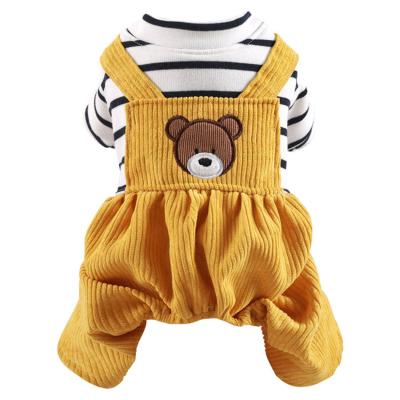 China Autumn And Winter New Small Stuffed Plush Dog Dress Four Leg Bread Bear Viable High Quality Suspenders for sale