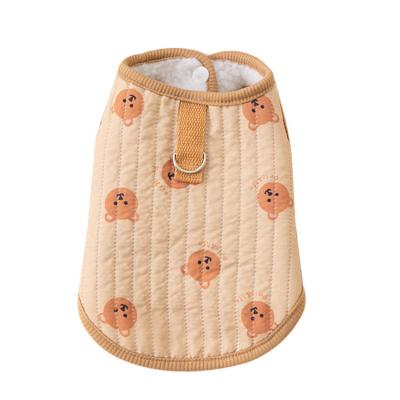 China Sustainable Hot Selling Lovely Little Bear Vest Medium Small Dog Can Tow Teddy Pet Cotton Padded Clothes for sale