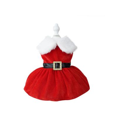 China High Quality Viable Christmas Velvet Fabric Santa Claus Dress Skirt Gold Pet Christmas Supplies for sale