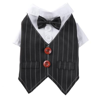 China Sustainable New Style Couple Double Matching Black Stripe Bow Tie Summer Designer Luxury Dog Dress for sale