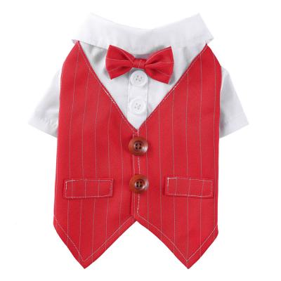 China High Quality Viable Red Bow Tie Double Stripe Double Bow Tie Summer Dog Pet Biped Pet Dress for sale