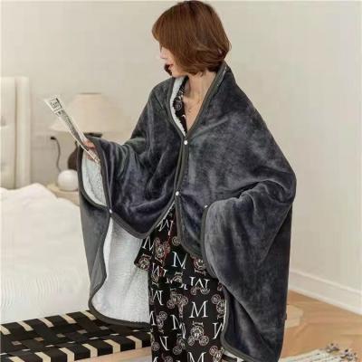 China PORTABLE New Design Ladies Autumn Winter Shawl Wrap Fashion Cloak Hooded flannel fleece sherpa blanket cozy robe for sale