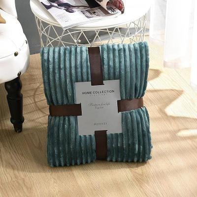 China Solid Rectangle Folded Reversible Stripes Flannel Blanket Design Microfiber Polyester Soft Comfortable Blanket Manufacturerfor For Sofa Chair for sale