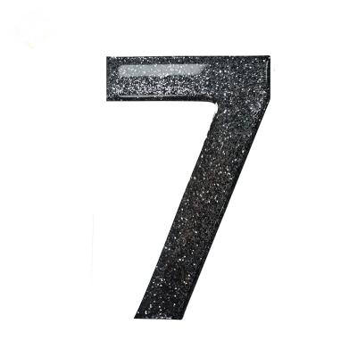 China Professional  Printing Letter Number Sticker Black Glitter Epoxy Letter Sticker With Strong Glue for sale