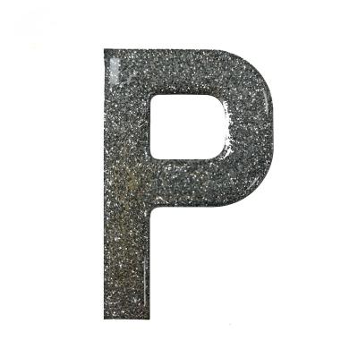 China Custom strong glue glitter resin letter high quality UK market glitter color epoxy letter sticker for wholesale for sale