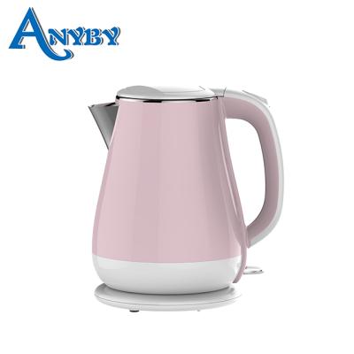 China 360 Degree Rotation Base 1.5L 304 Steel Food Grade Kettle Whistling Steel Electric Plastic Tea Kettle With Automatic Power-On Base for sale