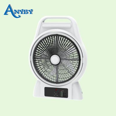 China AC/DC 16inch AC/DC kennede factory home desktop fan electric battery rechargeable table fan with LED light for sale