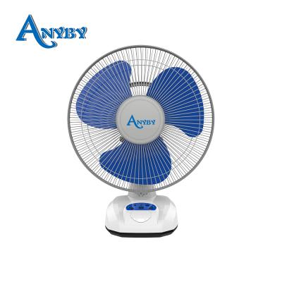 China AC/DC Powered 3 Speed ​​Oscillating Fan 12 Inch Solar AC DC Rechargeable Table Fan With Light for sale