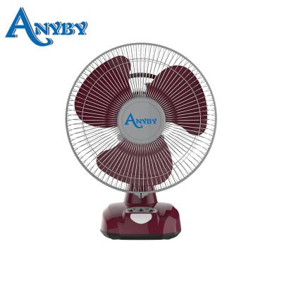 China AC/DC Powered 3 Speed ​​Oscillating Fan 12 Inch Manufacturer Solar Rechargeable AC DC Table Fan With Light for sale