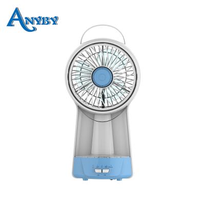 China AC/DC Home Emergency Fan 5inch AC/DC Small Mini Electric Fan Solar Rechargeable Battery with LED Night Light for sale