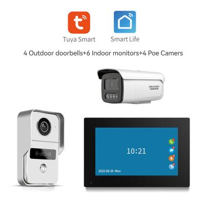 China Take photo new 7 inch ip tuya intelligent video doorbell intercom 12v poe connect by network cable with rfid card unlock smart life for sale