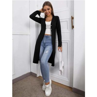 China Anti-Wrinkle Slit Sleeve Button Front Cardigan With Wit Knitted Sweaters Cos Woman Women's Sweater for sale