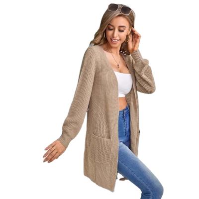 China Double Pockets Anti-wrinkle Open Front Cardigan Wit Knitted Sweater Girl Sweaters Cos Women's Women's Sweater for sale