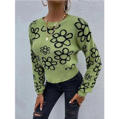 China Anti-wrinkle Wholesale Price Knit Sweater Apparel Knitted Sweater Floral Pattern Knit Sweater for sale