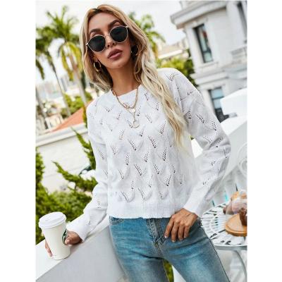 China Anti-Wrinkle Wholesale Price Knit Sweater Apparel Pointelle Knit Drop Shoulder Sweater Knitted Sweater for sale