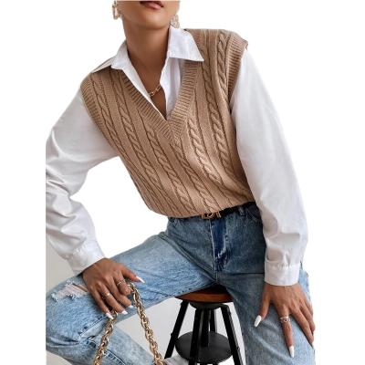 China wholesale price Anti-wrinkle cable knit sweater vest without blouse knit sweater women's sweaters for sale