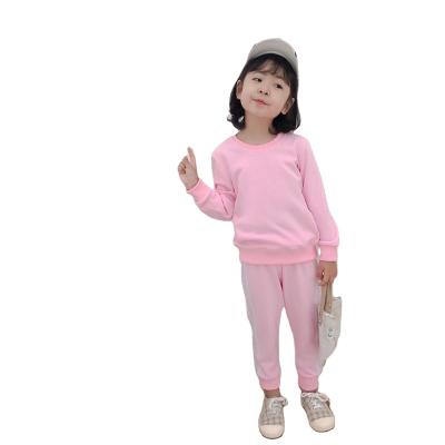 China Fashion Children's Breathable Round Neck Printed Sweater And Pants Suit Kids Two Piece Suit for sale