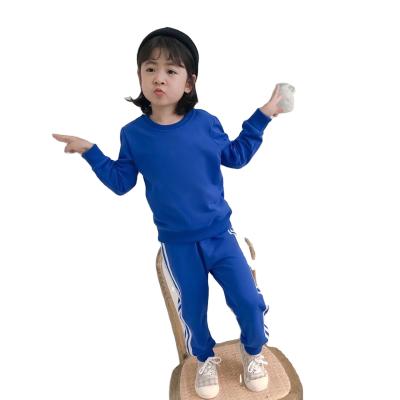 China Moq Small Children's Breathable Casual Round Neck Printed Sweater And Pants Suit Kids Two Piece Suit for sale