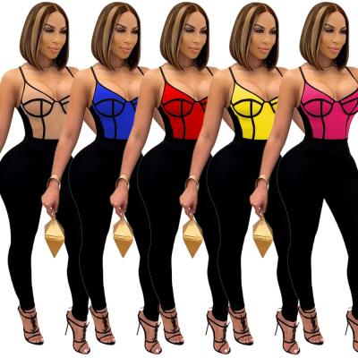 China Women Breathable Multicolor Workout Pants Yoga Workout Pants Low V-Neck Hip Pack Hip Lift Suspender Jumpsuit Overalls for sale