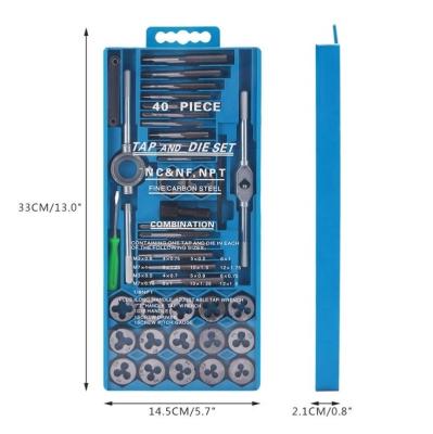 China British Standard 40pc Alloy Steel GCR15 Injection Boxed Die Hardware Set Tap Wrench And Hand Tap Die Cutter for sale