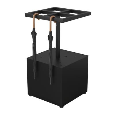 China Yiree Custom Metal Favor Voucher Iron Metal Umbrella Stand Low Square Black Decorative Wet Display Rack for sale