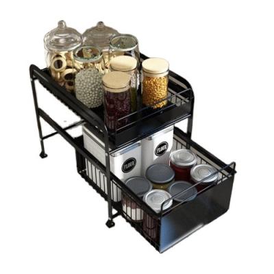 China Viable Custom Design Space Saving Multi Purpose Kitchen Storage Rack Under Sink Rack for sale