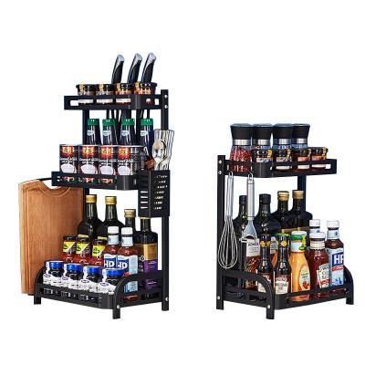 China Worktop Stainless Steel Adjustable Spice Rack All In One Spice Rack And Kitchen Knife Rack for sale