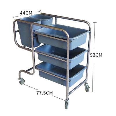 China Transport Cargo Hotel Dining Stainless Steel Kitchen Dish Collection Service Trolley for sale