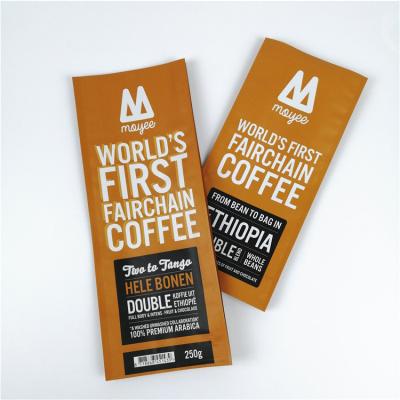 China Recyclable Eco Friendly Packaging Laminated Aluminum Foil Coffee Bags Flat Bottom Stand Pouch /matt White Foil Coffee Bag for sale