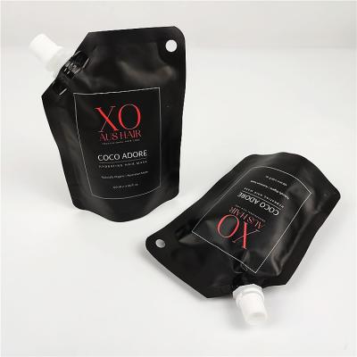 China Custom Print Recyclable Matte Cosmetic Bags With Logo Black Liquid Spout Bags Small Cream Sample Bags for sale