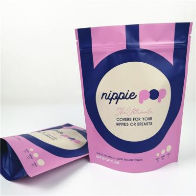 China Recyclable Babe Tape Silicone Nipple Cover Customized Printed Package Stand Up Bags With Zipper Roberts Grip Pouch for sale