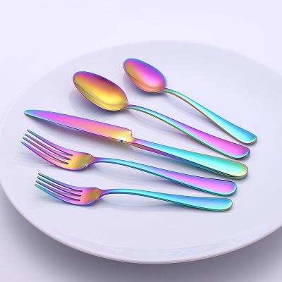 China 430 Stainless Steel Mirror PVD Rainbow Fashionable Flatware 20pc Sets Service For 4 for sale