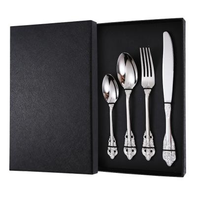 China 18/8 Stainless Steel Flatware Sustainable Luxury Finish 4pcs Mirror Set With Hollow Handle Knife for sale