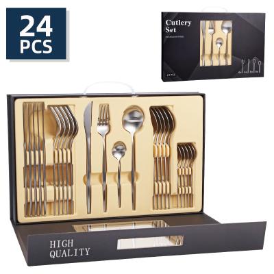 China Sustainable Thinner Cutipol Stainless Steel Flatware 24pc Sets Service For 6 for sale