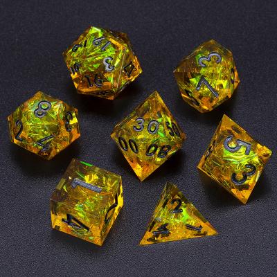 China DND Game TTRPG MTG Math Teaching Explore 2022 New Design Golden Guardians Die Cut Polyhedron Resin Die Set D&D RPG Dungeons and Dragons Board Game PLANET Die MINI Square Custom Made ordered for sale