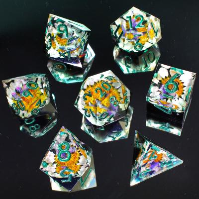 China DND Game TTRPG MTG Math Teaching Explore 2022 New Design Eternity Flower Die Cut Polyhedron Resin Die Set D&D RPG Dungeons and Dragons Board Game PLANET Dies Custom MINI for sale