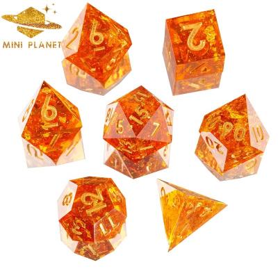 China Dnd PLANET Orange MINI Dnd Dice Sets Custom D&D D6 D20 Dungeons and Pointed Polyhedral Resin Dies Dragons RPG MTG Board Games Dies for sale