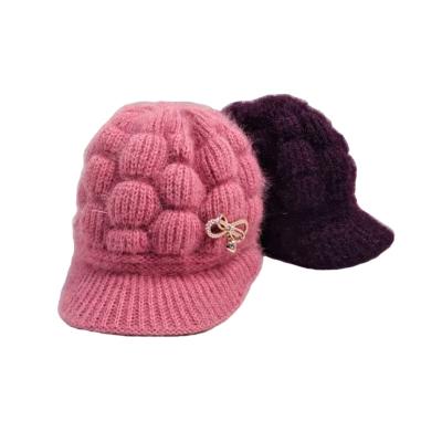 China COMMON 100% Wool Winter Warm Hat Old Lady Acrylic Knitted Hat Winter Autumn Comfortable Plush Hats for sale