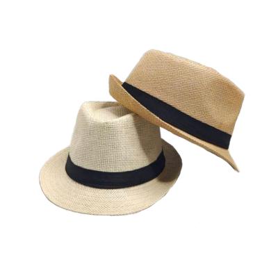 China Eco-Friendly Men's And Jazz Hat 100% Older Outdoor Hats Curved Paper Ribbon Decoration Sunproof Sun Straw Hat for sale