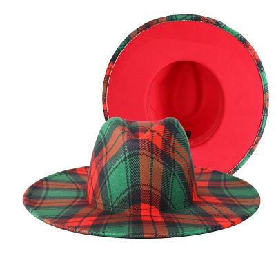 China Fashion\Winter Color Matching Felted Hat Brim Felted Hat Cheap Plaid Comfortable\Durable Hats for sale